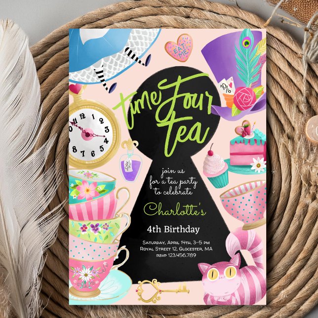 Invitación Hora cuatro té, cuatro cumpleaños (Subido por el creador)