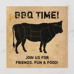 Invitación ¡Hora de barbacoa! (antecedentes en papel angustia