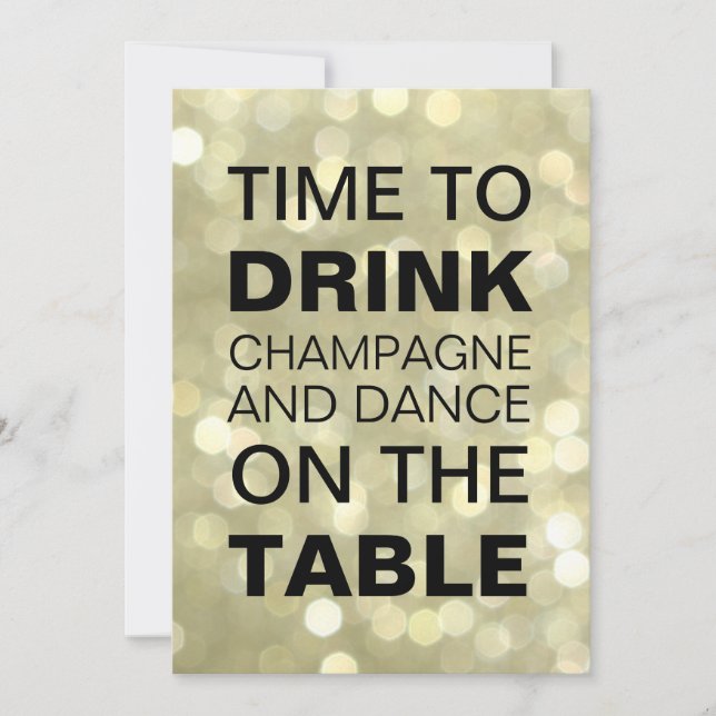 Invitación Hora de beber champagne Gold Invite a cumplir 50 a (Anverso)