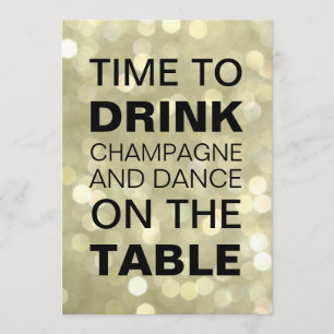 Invitación Hora de beber champagne Gold Invite a cumplir 50 a