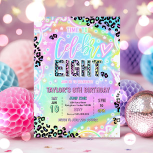 Invitación Hora de Celebrar-Ocho Cumpleaños 8 de Leopardio Ar