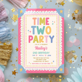 Invitación Hora de Dos Fiesta Caprichosa Chica Cumpleaños 2