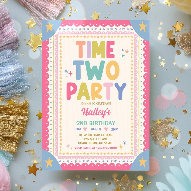 Invitación Hora de Dos Fiesta Caprichosa Chica Cumpleaños 2 (Subido por el creador)