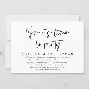 Invitación Hora de Fiesta, Cena de Boda Informal con Huida