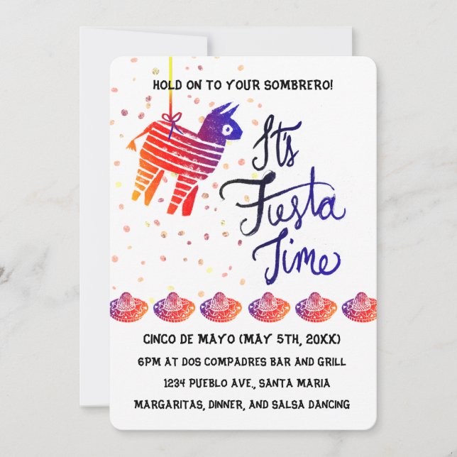 Invitación Hora de Fiesta Cinco De Mayo (Anverso)