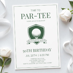 Invitación Hora de fiesta de cumpleaños 50 de golf Par-Tee Gr