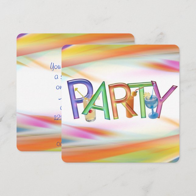 Invitación Hora de Fiesta de Happy Hour (Anverso / Reverso)