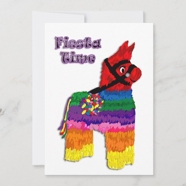 Invitación Hora de Fiesta de Pinata de Caballo (Anverso)