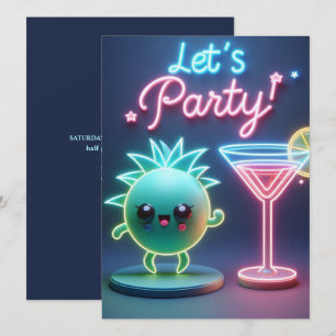Invitación Hora de Fiesta Neon Verde