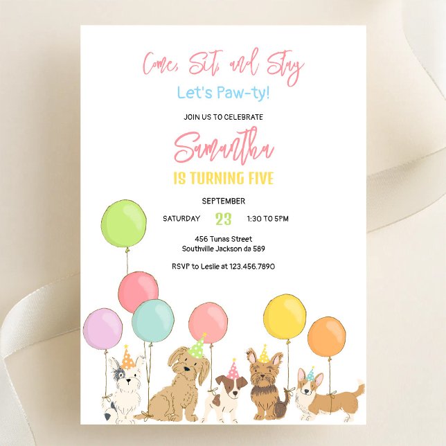 Invitación Hora de Fiesta Perro Cumpleaños Fiesta Cachorro (Subido por el creador)