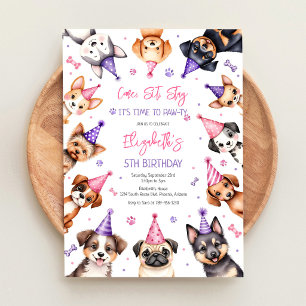Invitación Hora de Fiesta Perro Cumpleaños Fiesta de Cachorro