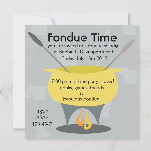 Invitación ¡Hora de Fondue! (Anverso)