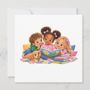 Invitación Hora de historias: niños leyendo juntos