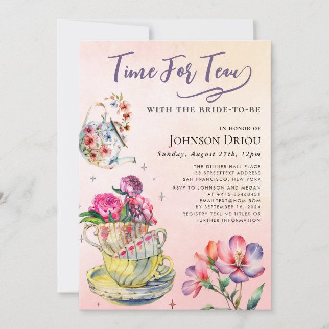 Invitación Hora de la Fiesta de Despedida de Soltera para Tom (Anverso)