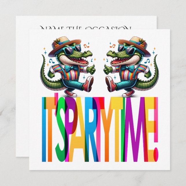Invitación Hora de la fiesta del caimán (Anverso / Reverso)