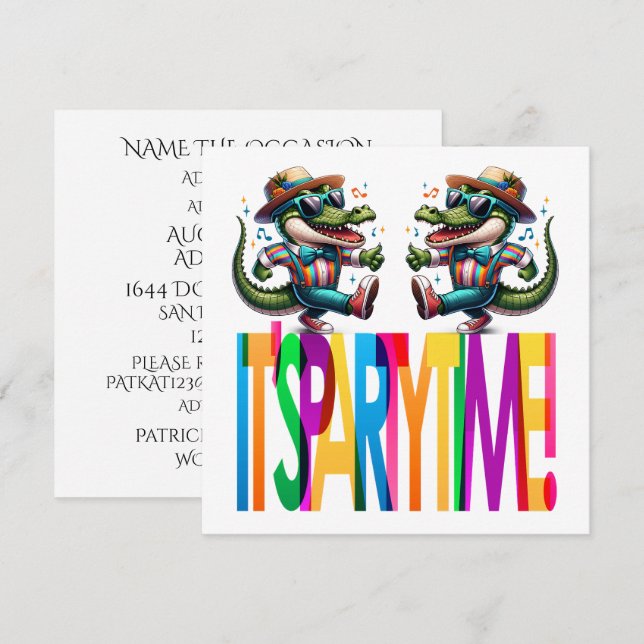 Invitación Hora de la Fiesta del Lagarto (Anverso / Reverso)