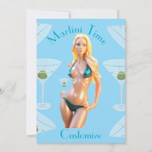 Invitación Hora de Martini Chica de Bikini Thunder_Cove