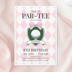 Invitación Hora de Par-Tee Pink Golf 8fiesta de cumpleaños