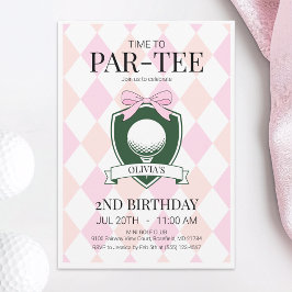 Invitación Hora de Par-Tee Pink Golf Segundo Fiesta de Cumple