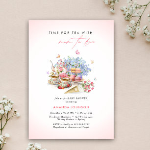 Invitación Hora de ramillete de tazas de té para baby shower 