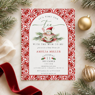 Invitación Hora de tomar té con la futura mamá Shower de Snow