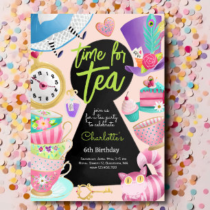Invitación Hora de tomar té, cumpleaños de té