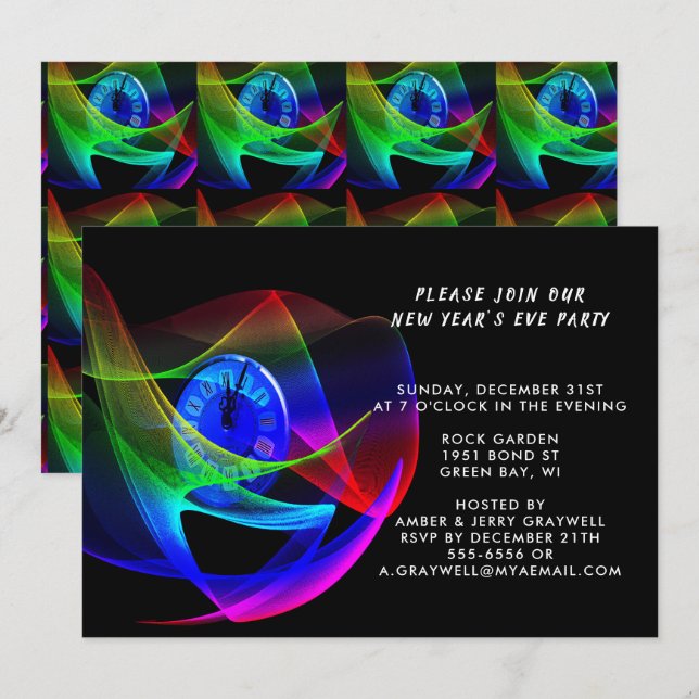 Invitación Hora de un Fiesta de Nochevieja, ZPR (Anverso / Reverso)