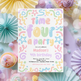 Invitación Hora de una fiesta Globo de confeti Cumpleaños 4 