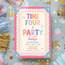 Invitación Hora de una fiesta niña caprichosa cumpleaños 4
