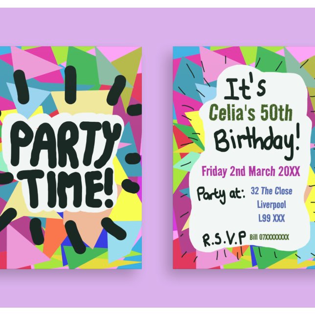 Invitación Hora del fiesta 50 cumpleaños cualquier personaliz (Subido por el creador)