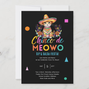 Invitación Hora del Fiesta Cinco De Meowo Fun Cat Fiesta