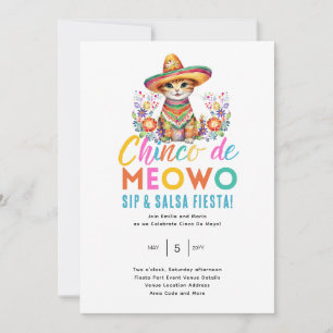 Invitación Hora del Fiesta Cinco De Meowo Fun Cat Fiesta
