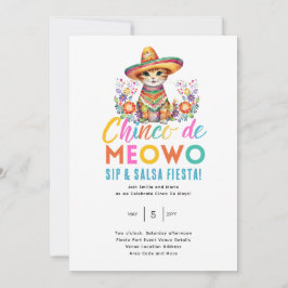 Invitación Hora del Fiesta Cinco De Meowo Fun Cat Fiesta