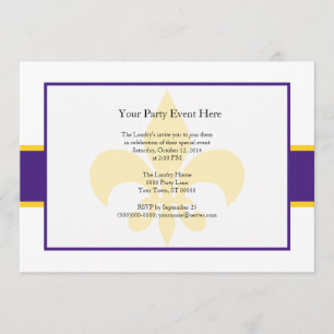 Invitación Hora del Fiesta morado de la flor amarilla de Lis