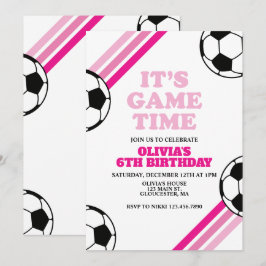 Invitación Hora del partido de fútbol Cumpleaños con franja r