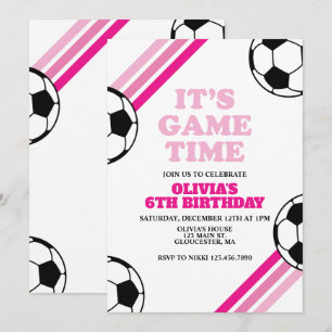 Invitación Hora del partido de fútbol Cumpleaños con franja r