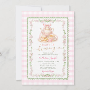 Invitación Hora del Té Coquette Baby Está en Camino Fiesta de