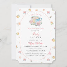Hora del Té Elegante Rosa Floral Baby Shower