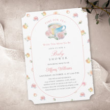Hora del Té Elegante Rosa Floral Baby Shower