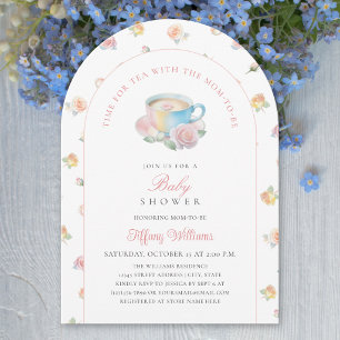 Invitación Hora del Té Fiesta de Té Floral Elegante para Baby