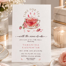 Hora del té taza de té rosas rosadas baby shower