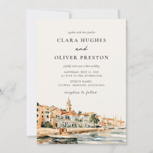 Invitación Hora Dorada Costa Adriática Puerto Croacia Boda