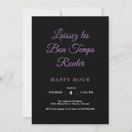 Invitación Hora feliz de Mardi Gras