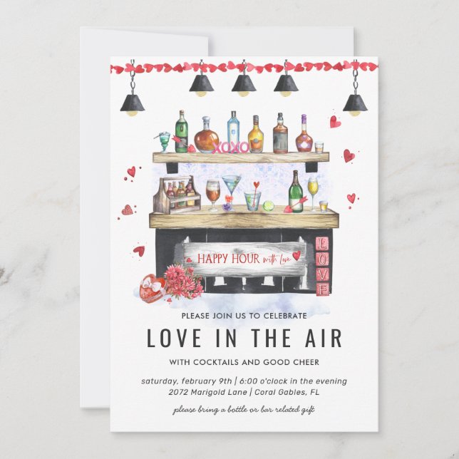 Invitación Hora feliz de vacaciones | Valentine Cocktail Fies (Anverso)