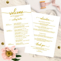 Horario de Boda de Fin de Semana Caligrafía Dorada