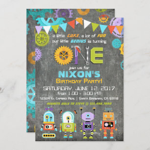 Invitación Horario de cumpleaños de Robot Genius Gears Tools