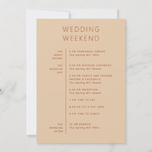 Invitación Horario de Fin de Semana de Boda   Cronología Peac