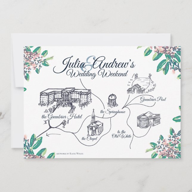 Invitación Horario final del fin de semana de la boda de Gree (Anverso)