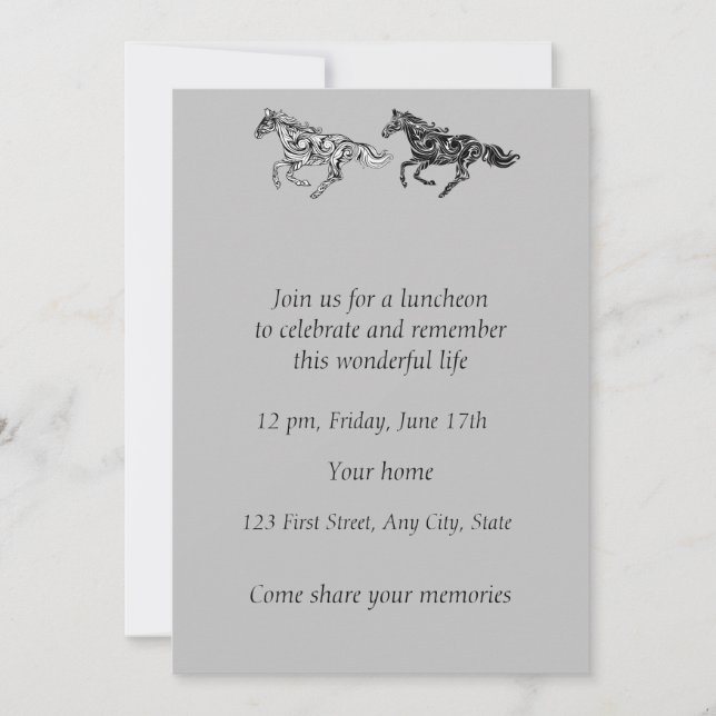 Invitación Horarios de arte gráfico Memorial Photo Service (Anverso)