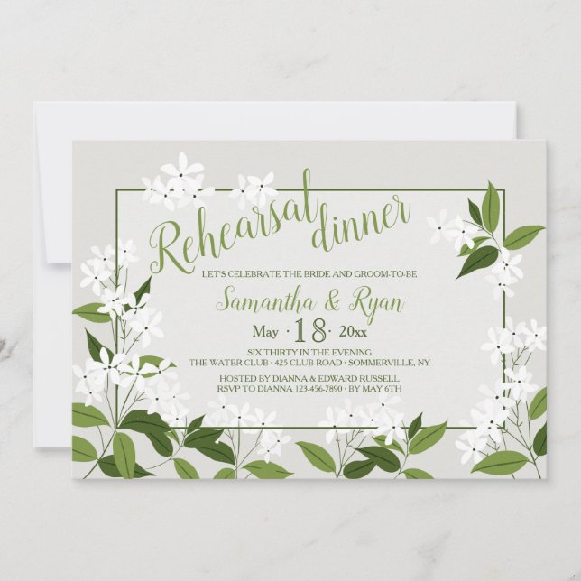 Invitación Horizontal de Jazmín (Anverso)